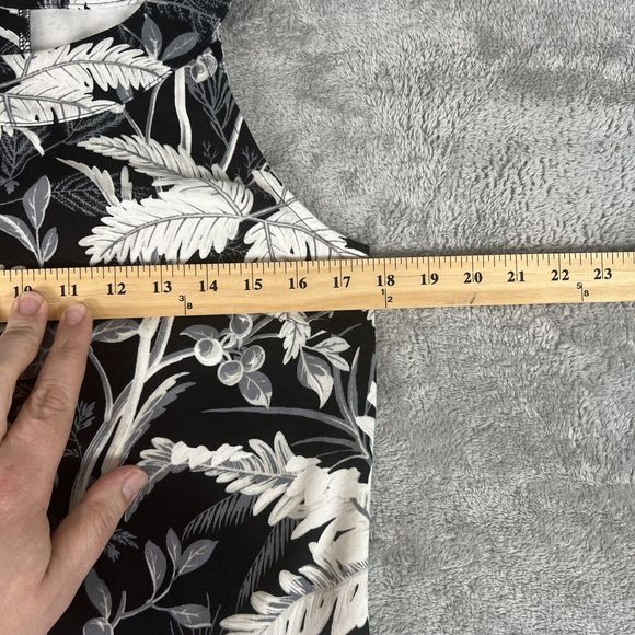 Talbots Black and White Botanical Audrey Dress Size Med Petite Floral Sleeveless - Picture 5 of 7